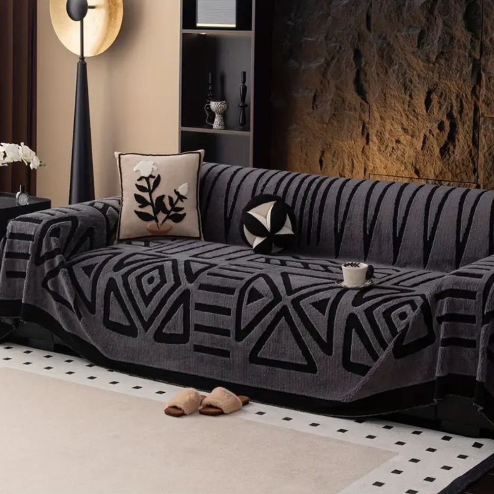 Jacquard Sofa Cover Non Slip Maze Pattern