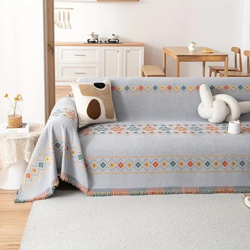 Boho Sofa Cover Non Slip Tassels