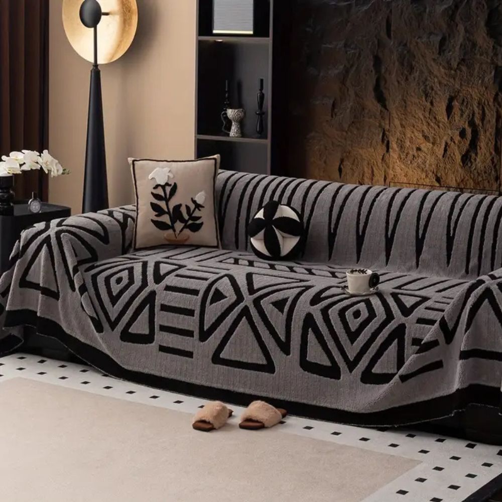 Jacquard Sofa Cover Non Slip Maze Pattern