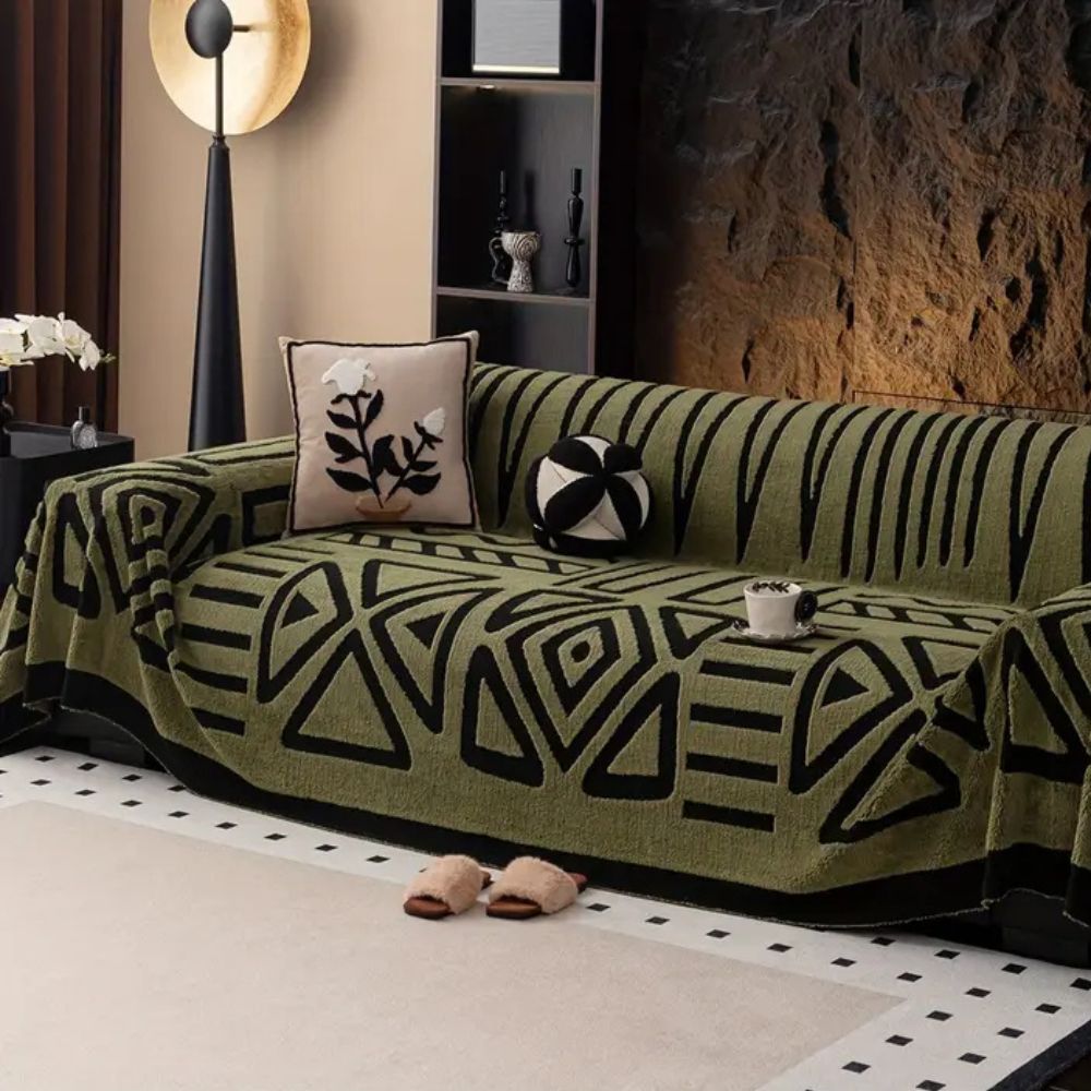 Jacquard Sofa Cover Non Slip Maze Pattern
