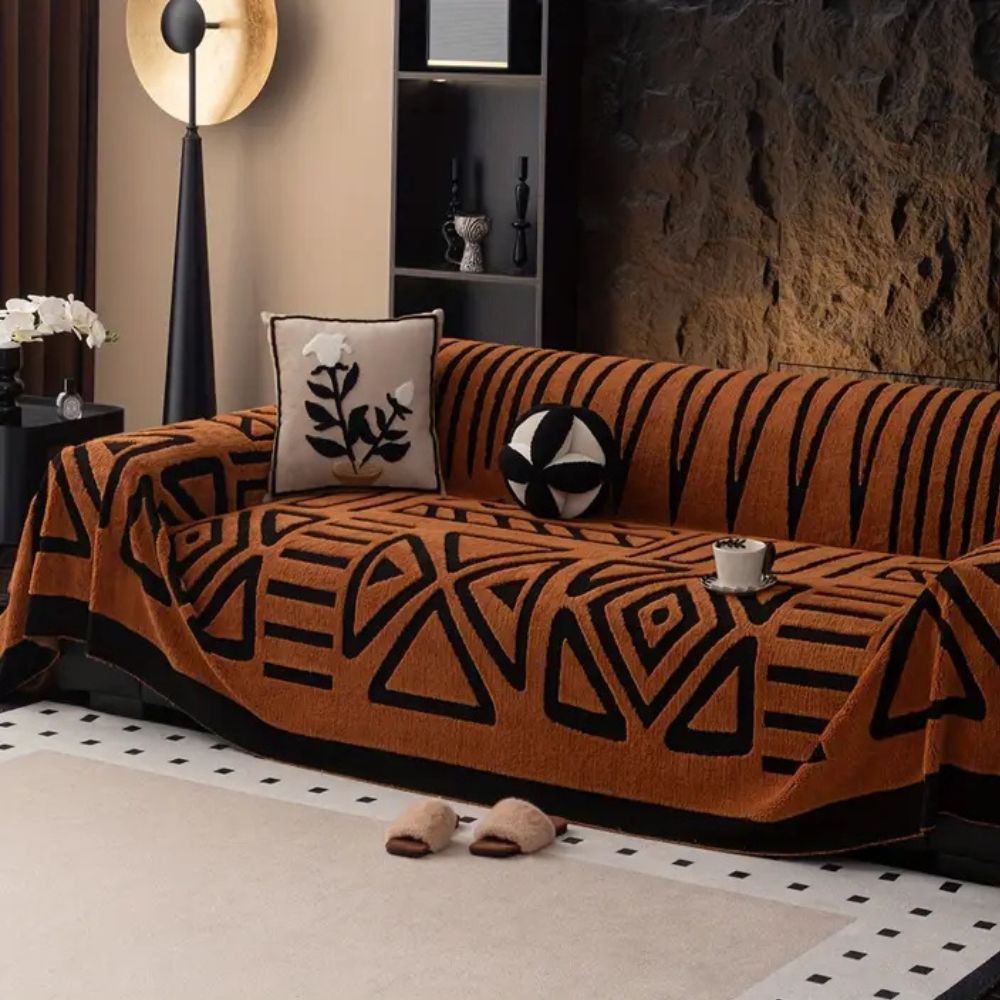 Jacquard Sofa Cover Non Slip Maze Pattern
