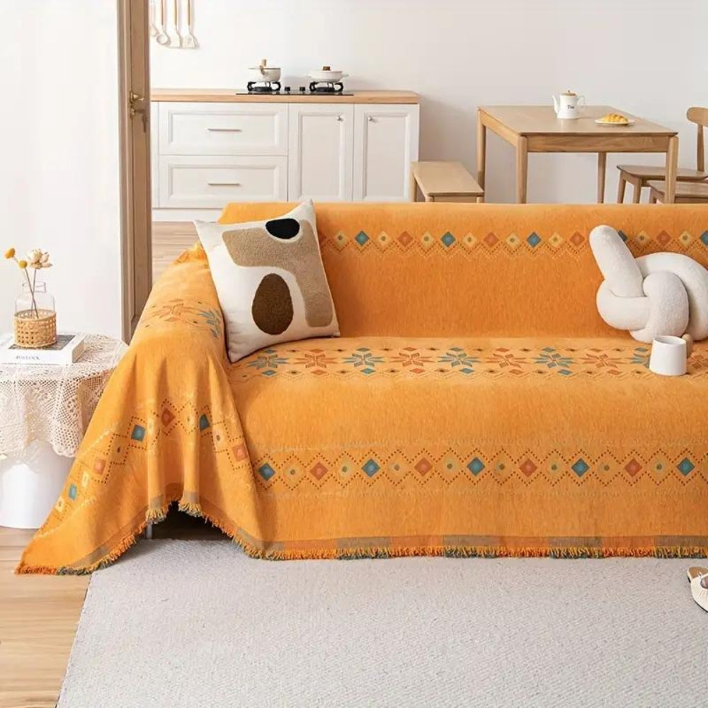 Boho Sofa Cover Non Slip Tassels