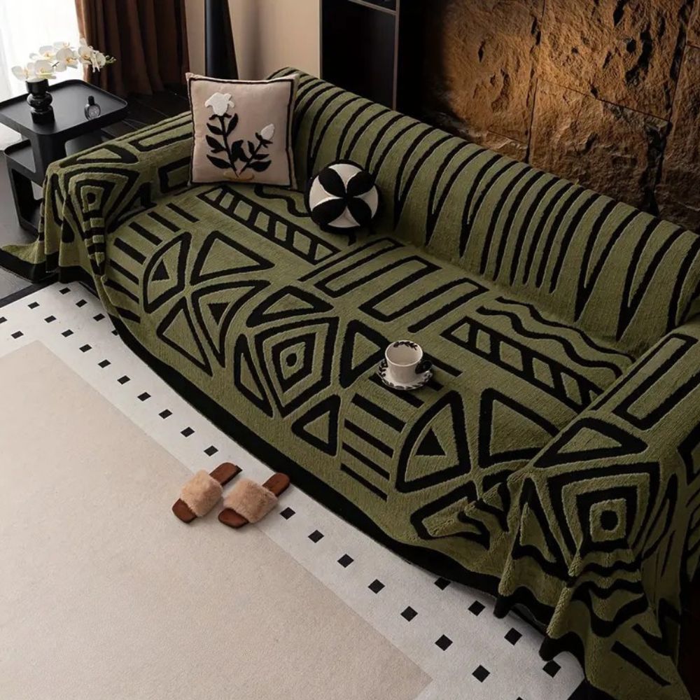 Jacquard Sofa Cover Non Slip Maze Pattern