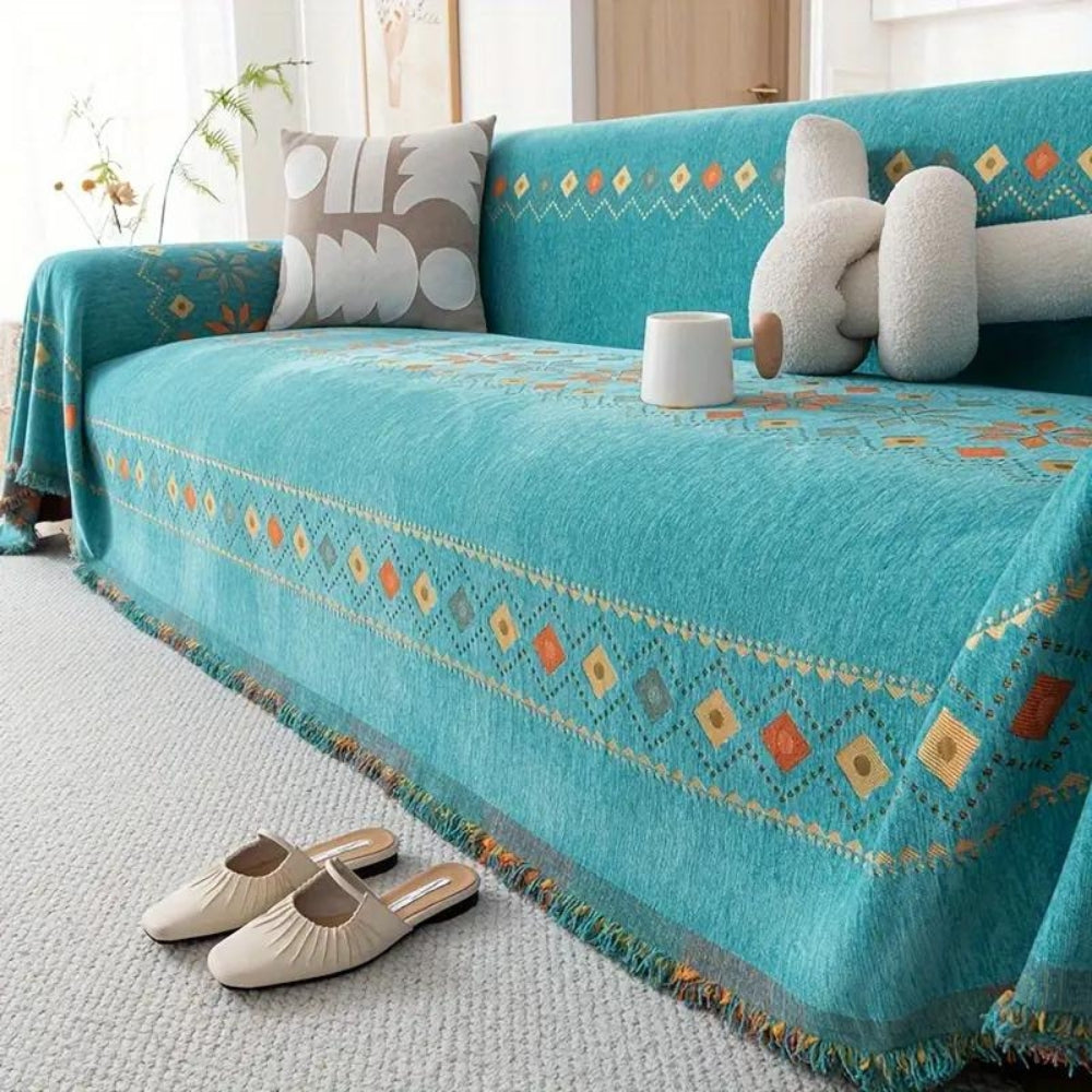 Boho Sofa Cover Non Slip Tassels