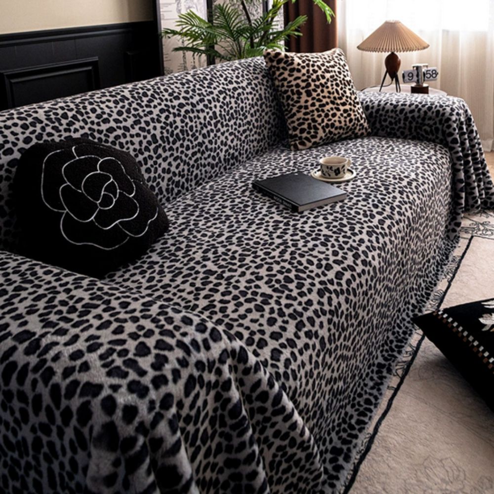 Leopard Print Sofa Cover Plush