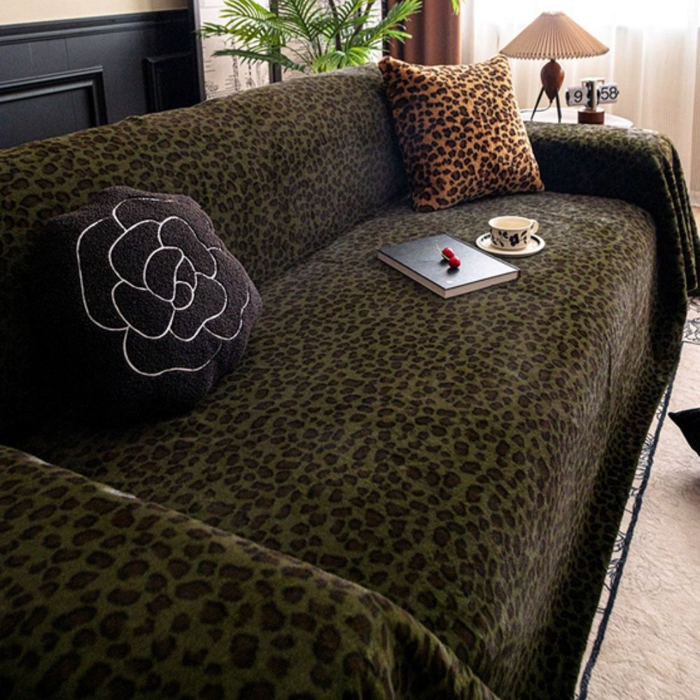 Leopard Print Sofa Cover Plush