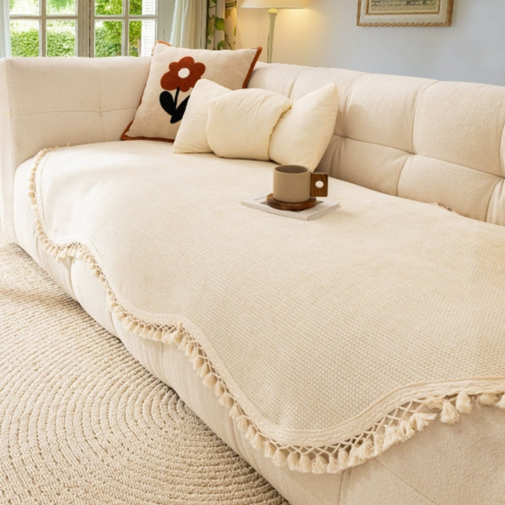 Chenille Sofa Cover Tassel Non Slip