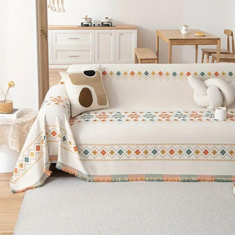 Boho Sofa Cover Non Slip Tassels