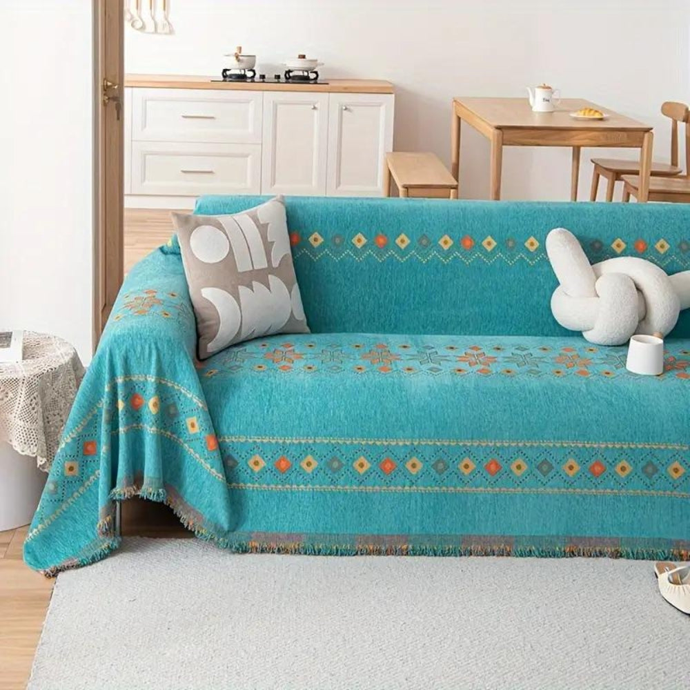 Boho Sofa Cover Non Slip Tassels