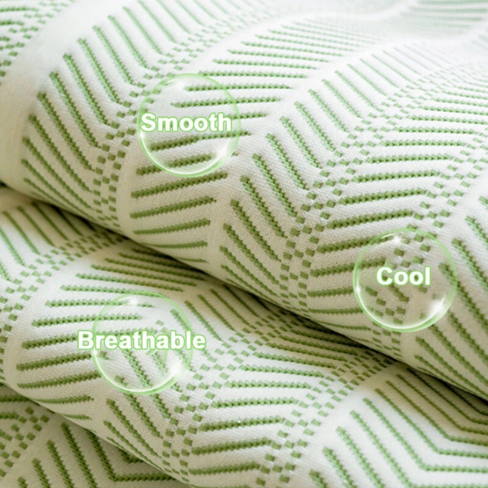 Herringbone Sofa Cover with Scalloped Edge
