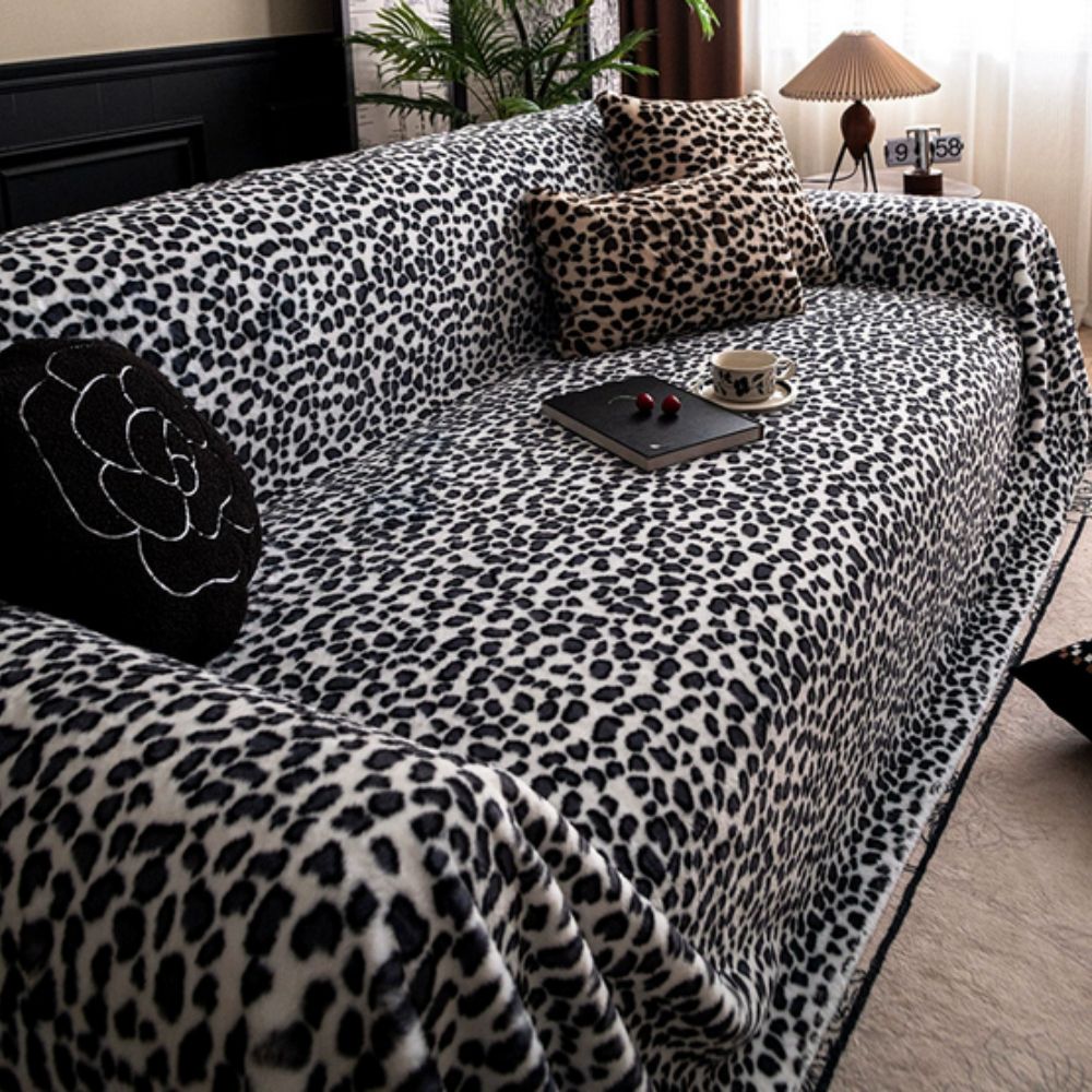 Leopard Print Sofa Cover Plush
