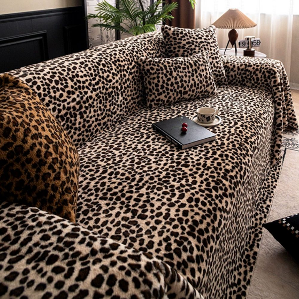 Leopard Print Sofa Cover Plush