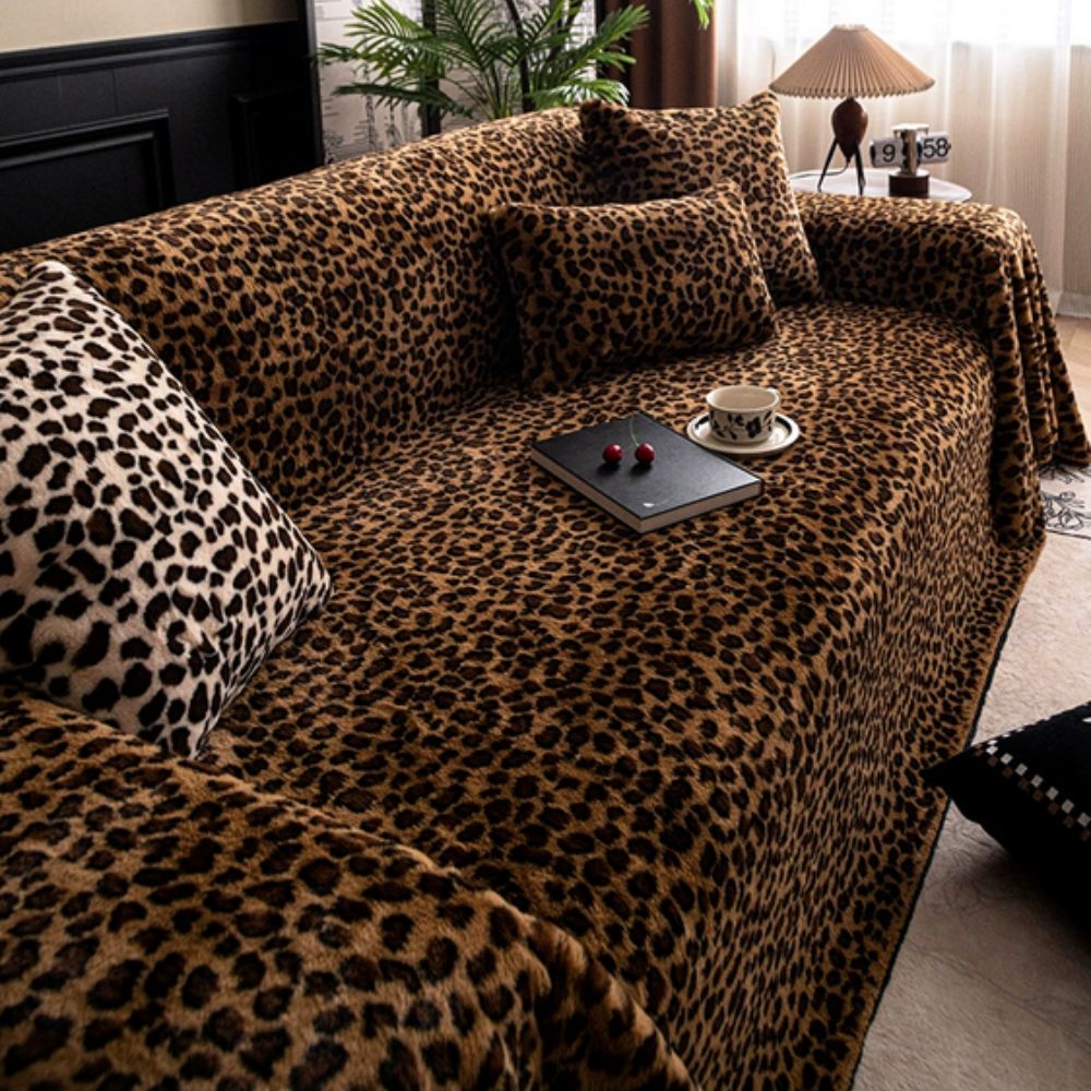 Leopard Print Sofa Cover Plush