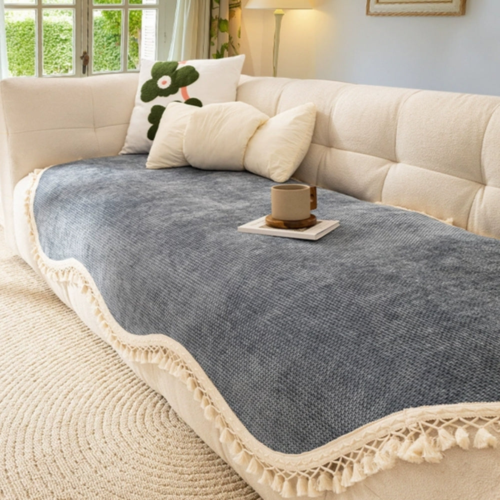 Chenille Sofa Cover Tassel Non Slip
